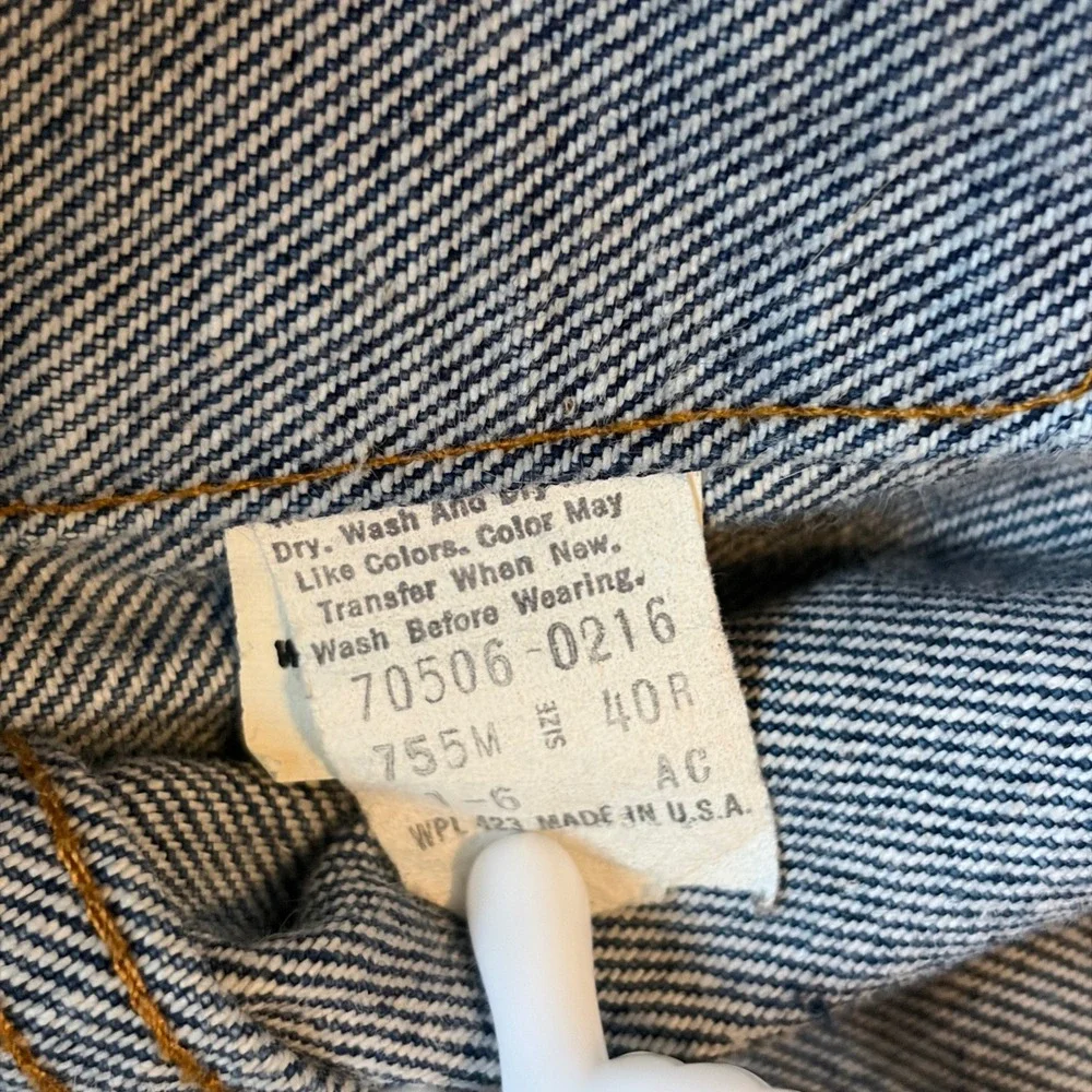 RARE Vintage Levi's 70506-0216 Denim Trucker Jacket Real Fur Collar Made USA 40R - Picture 4 of 8